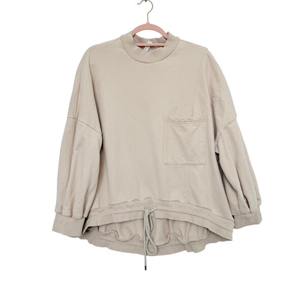 Nap Crew Neck Drawstring Waist Loungewear Oversized Sweatshirt Cream Size XL - Picture 1 of 7